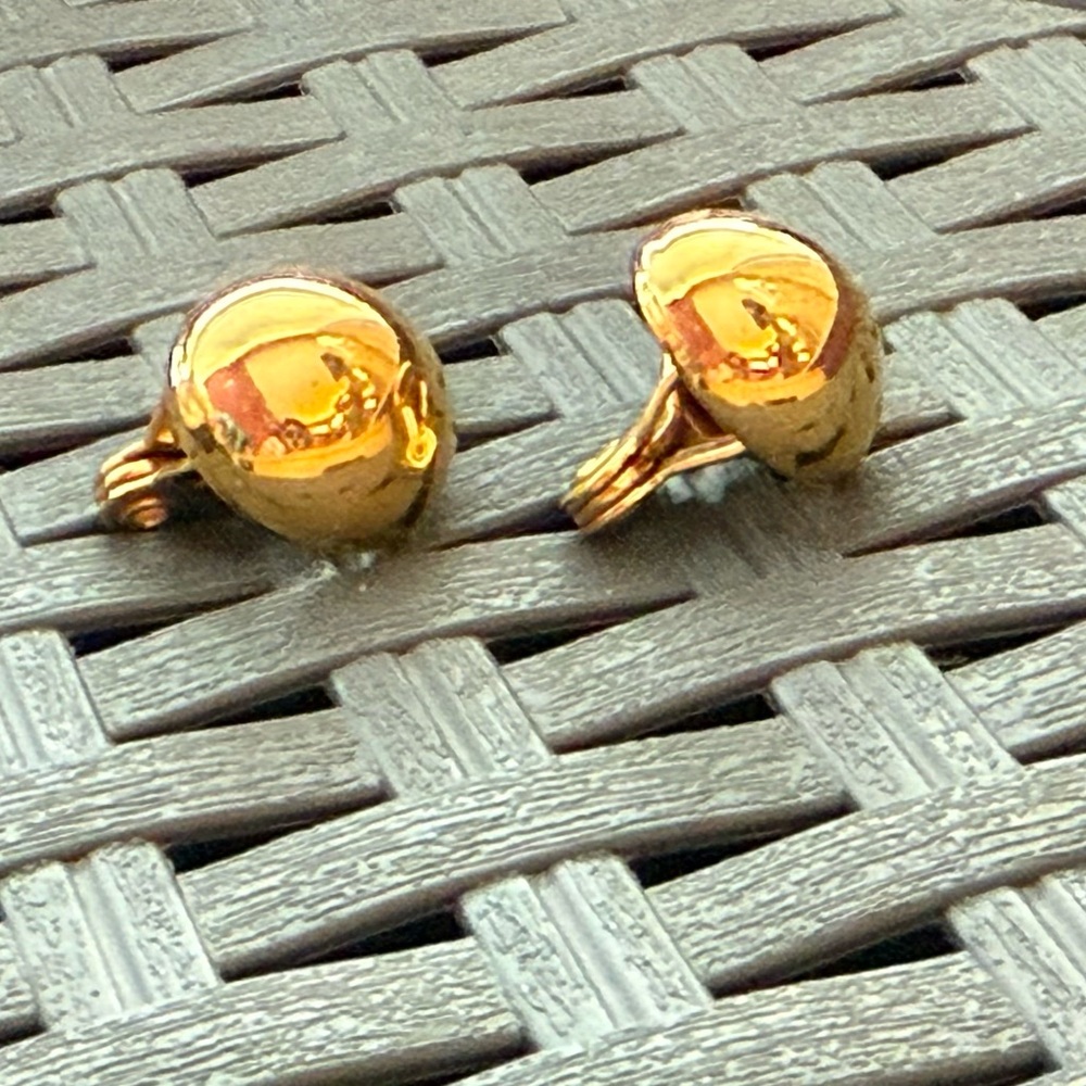 Vintage Monet Button Gold Clip-On Earrings